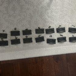 Set of 18 Antique Brass Mission Style Drawer Handles