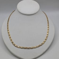 18kt Solid Yellow Gold Fancy Link Chain 20" Long, 5mm Thick, Weighing 31.40G