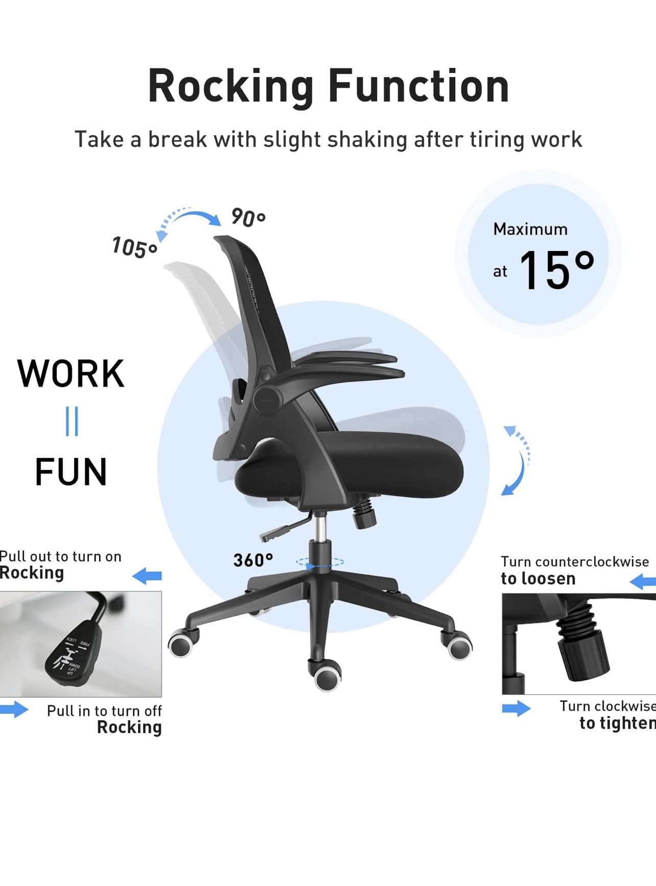 Hbada Home Office Chair Work Desk Chair Comfort Ergonomic Swivel