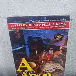 A is for Arson The Alphabet Murder Series, Two 500 Piece Mystery Puzzle SEALED!