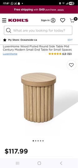 Brown Wood Pillar Drum Side Table