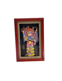 Hua Mulan Doll Framed Shadow Box Oriental Asian 3D Art Wood Framed 