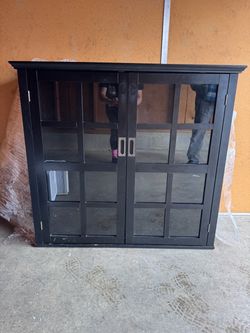 Solid wood black cabinet