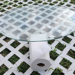 Round Glass Top For Coffee Dining Side End Table Counter Patio Outdoor Polished Edge 36" Accross