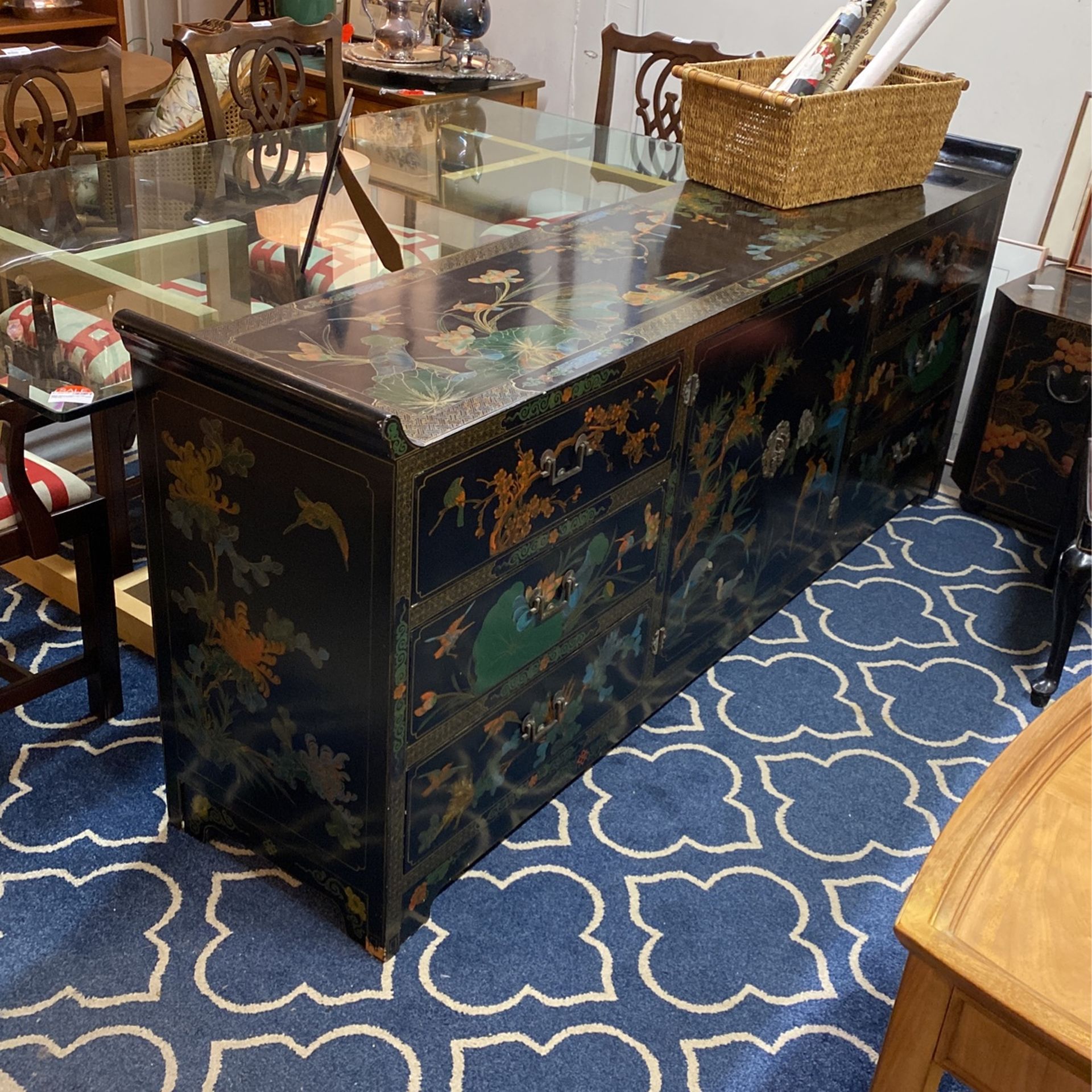 Asian Painted Black Buffet 