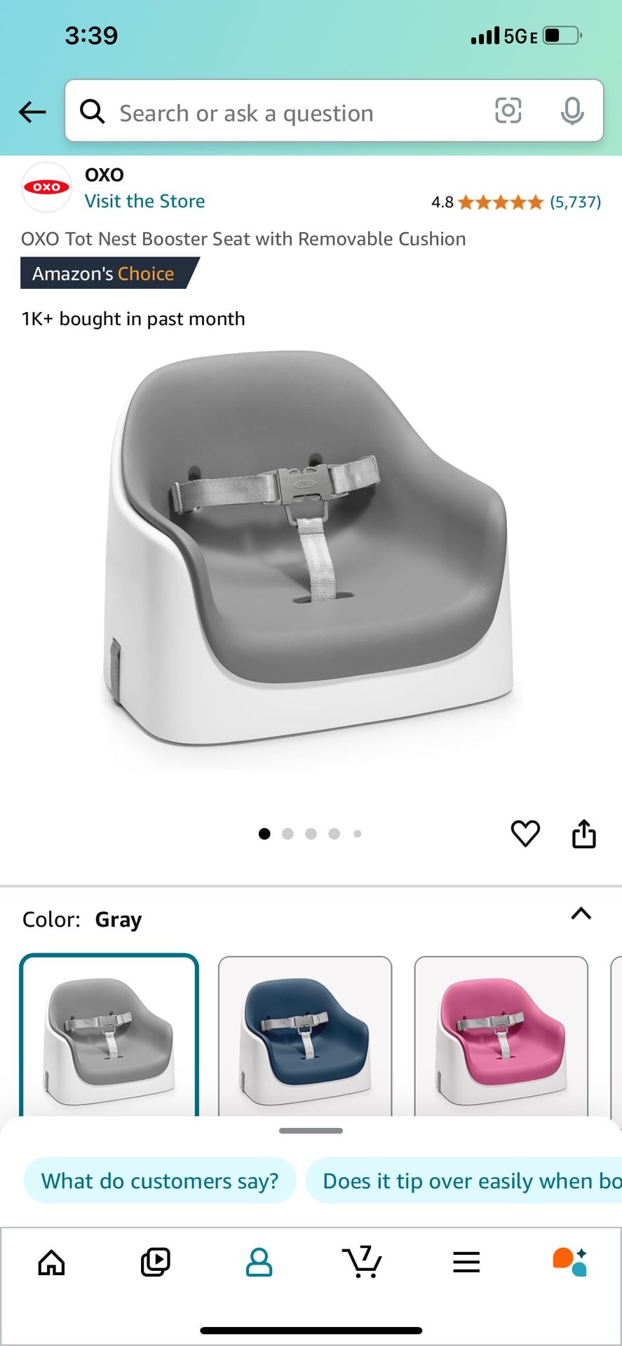 OXO Tot Nest Booster Seat with Removable Cushion