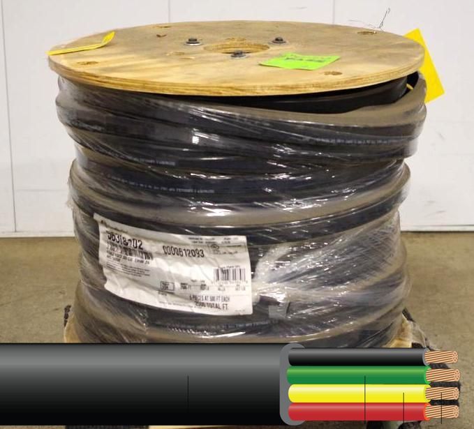 SOUTHWIRE 500' Roll of Flat Jacket 10/3 Copper THW Bk WG, M/N 56368102, Wire Spool Weight is 143 Lbs., Unused