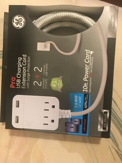NEW GE PRO USB charging extension cord 10 feet