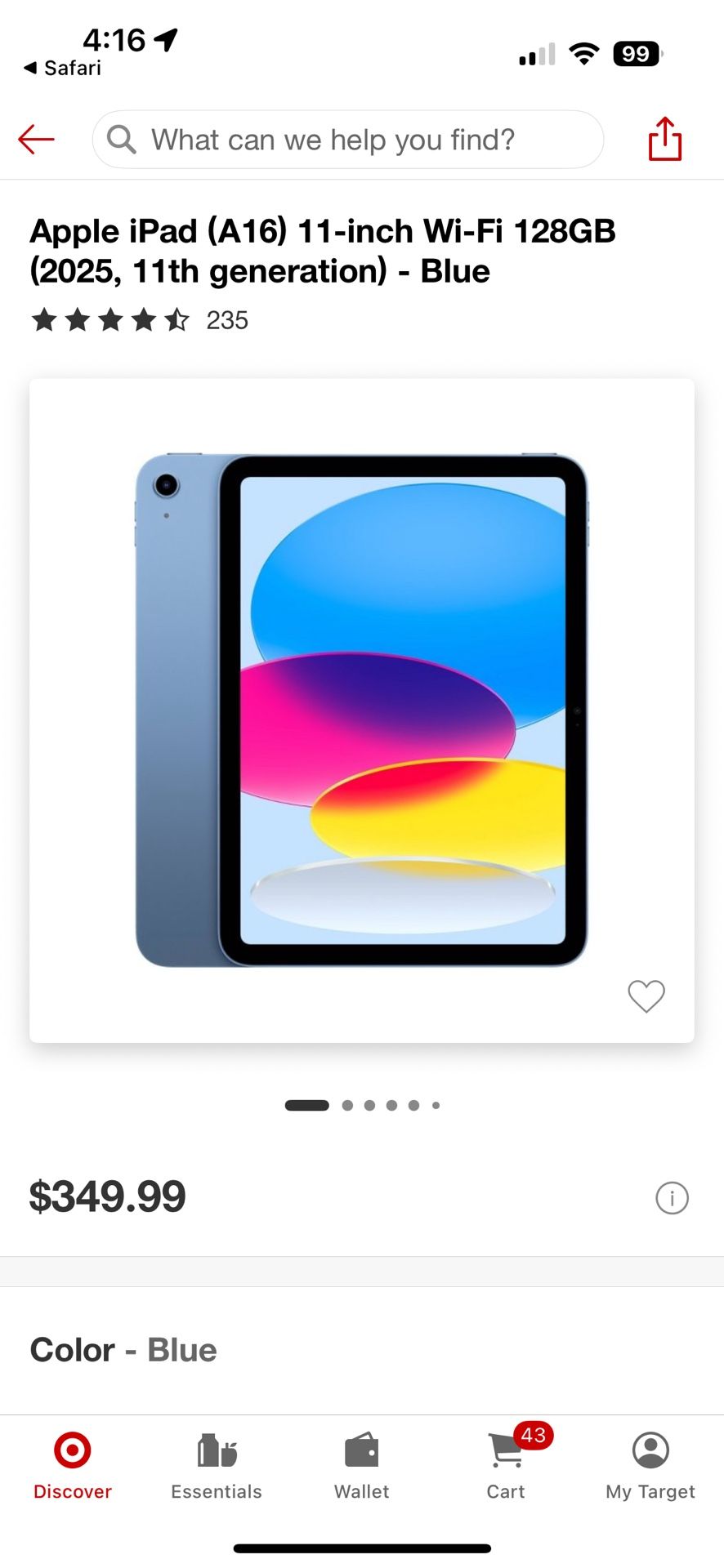 iPad A16 Baby Blue