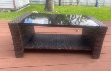 Outdoor Brown Wicker Coffee Table