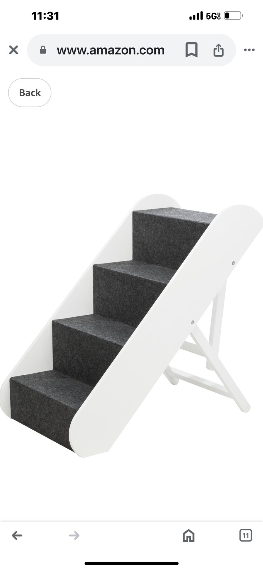 TRIXIE 4-Step Pet Stairs Nonslip Carpet Treads, Adjustable Height Dog Steps, Indoor Pet Steps for Dogs and Cats, White