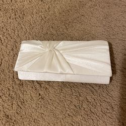 White Satin Formal Clutch 