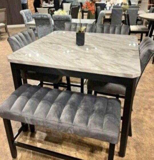✅️✅️5pc Black / Gray Square Counter Height dining Set (Bench not included)✅️ Home & Garden