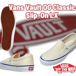 Vans Vault OG Classic Slip-On LX Canvas, (White) Unisex Men 4.5 / Women 6 