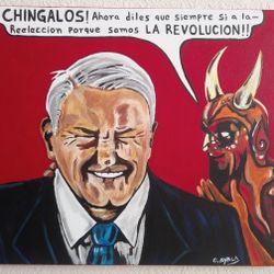 AMLO Mexican President Painting Lopez Obrador Original Art Signed 