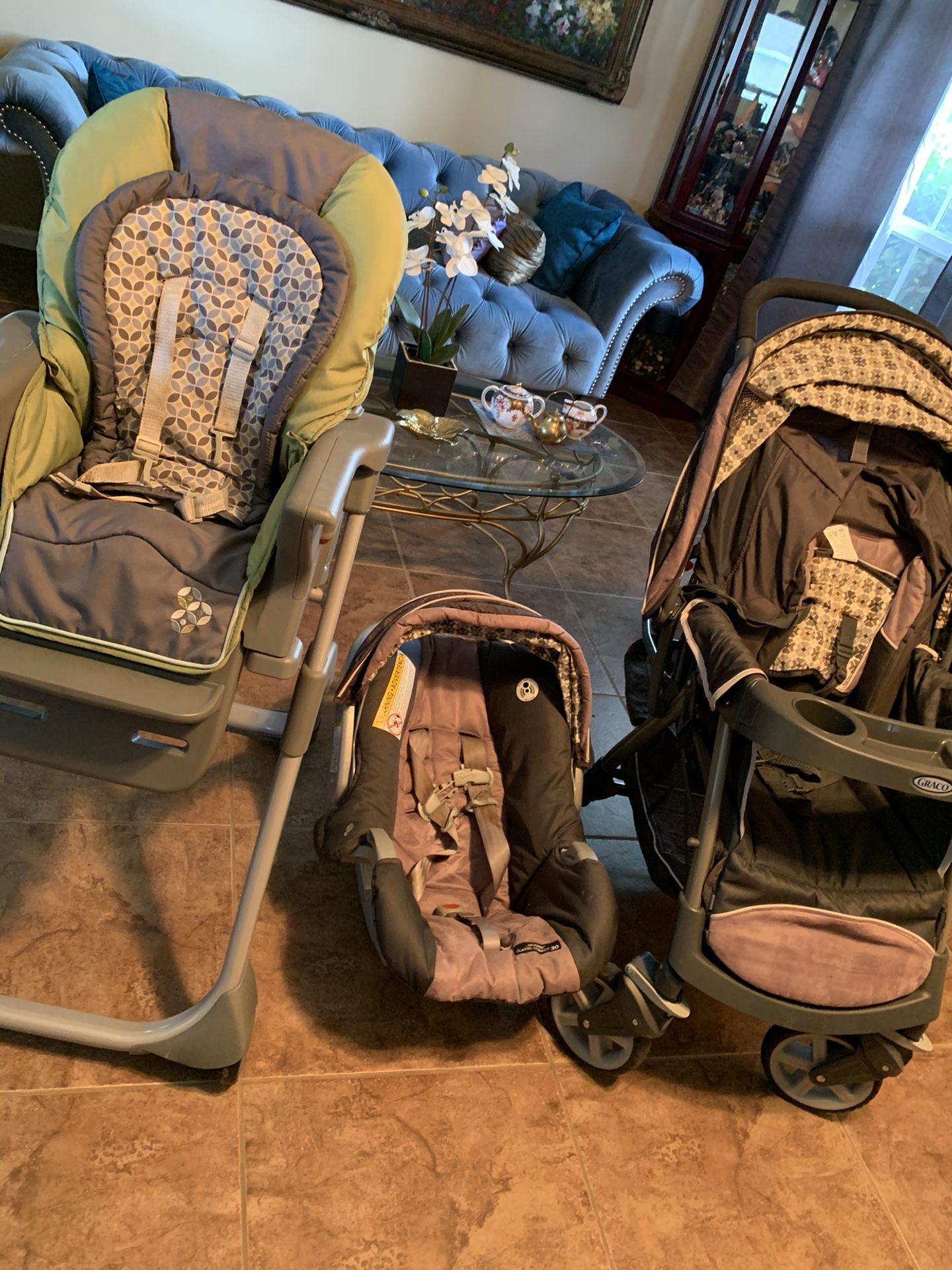 Baby items, baby car seat and stroller