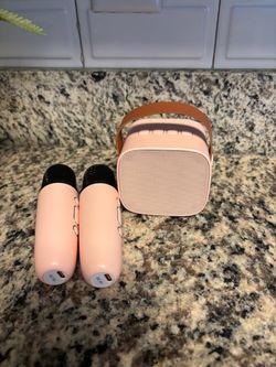 Pink Portable Karaoke Speaker with Two Microphones