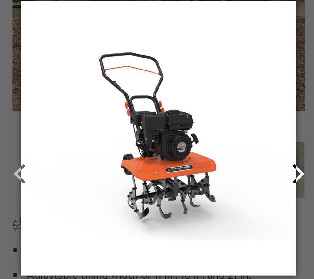 YARD FORCE YF21-FTT 21in. 208 cc Gas Front- Tine Tiller (Reg: $639)