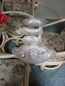 Four Piece Beautiful Antique Cut Glass Candy Dishes