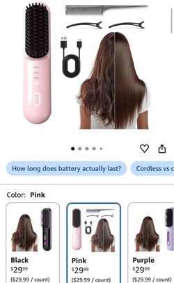 New! 2026 Upgraded Go Brush - Pro for Short Hair - Cordless Straightening Brush with Fast Heat, 3 Temperature Settings, Ionic & Ceramic Care, 2500mAh 