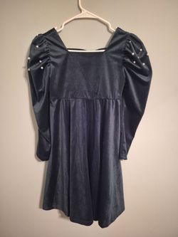 Size 10Y Blue Velvet Puff Sleeve Mini Dress