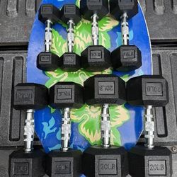NEW   RUBBER  DUMBBELLS  (PAIRS )  :   5s   10s  15s   20s • Also Available RUBBER  25s 30s 35s 40s 45s 50s 90s ALSO HAVE: BARS / PLATES/ KETTLEBELLS 