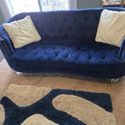 Used Royal Blue Living Room Set with Tables