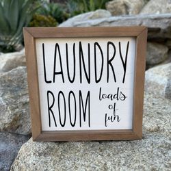 6x6 Laundry Room Wood Sign 