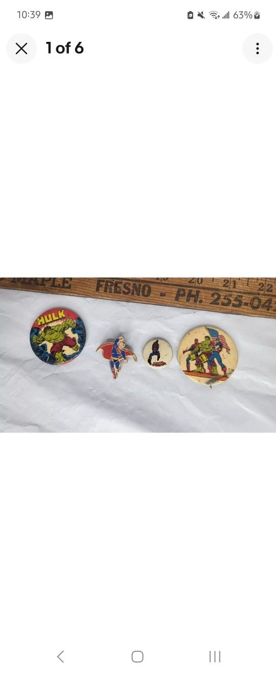 HULK CAPTAIN AMERICA PIN BACK BUTTON SUPERHERO bundle vintage