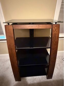 Towered Tiered Glass & Wood Shelf