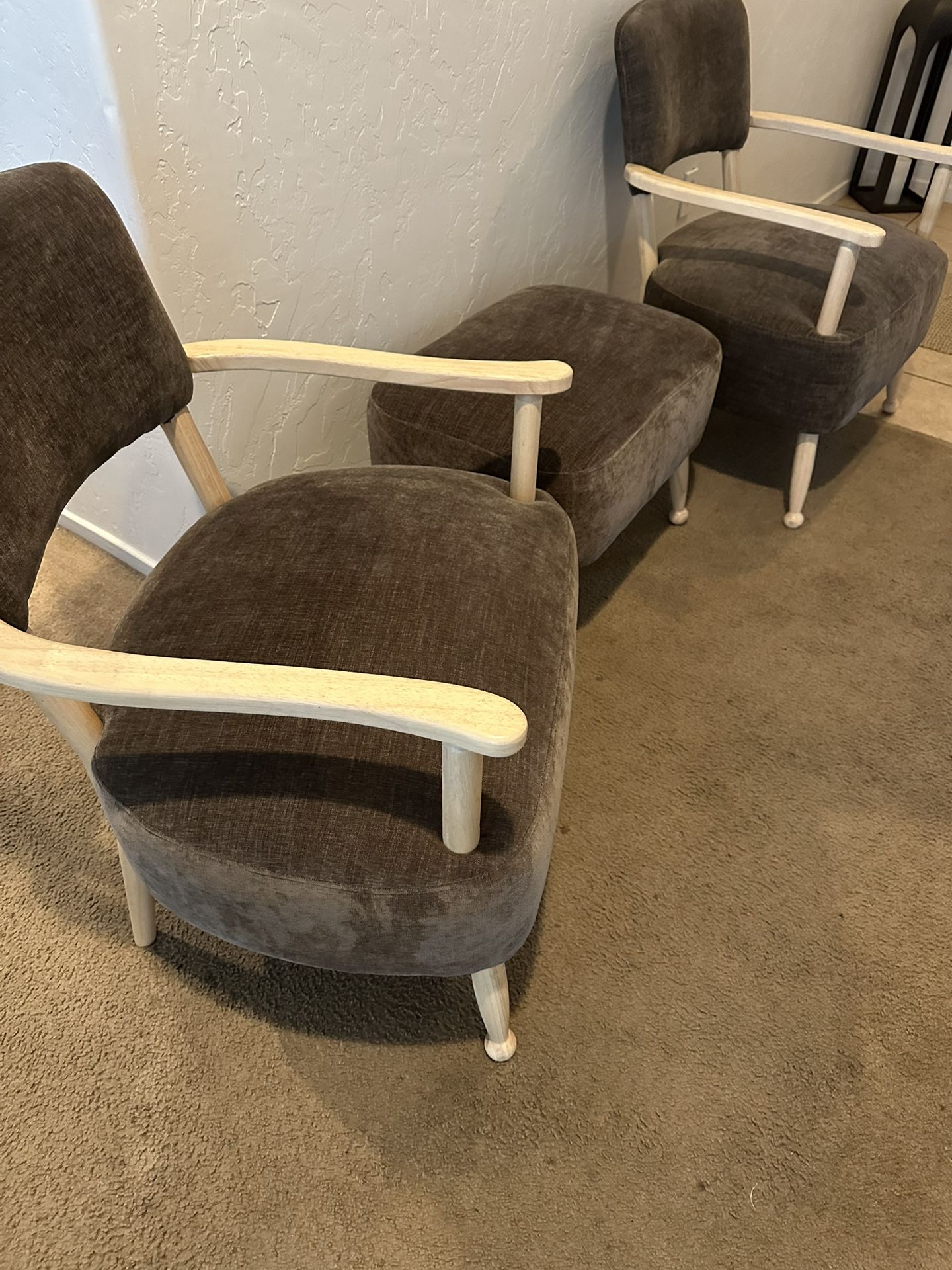 Corallina Upholstered Wooden Accent Chair Brown - Threshold™ designed with Studio McGee comes with 2 chairs and foot stool
