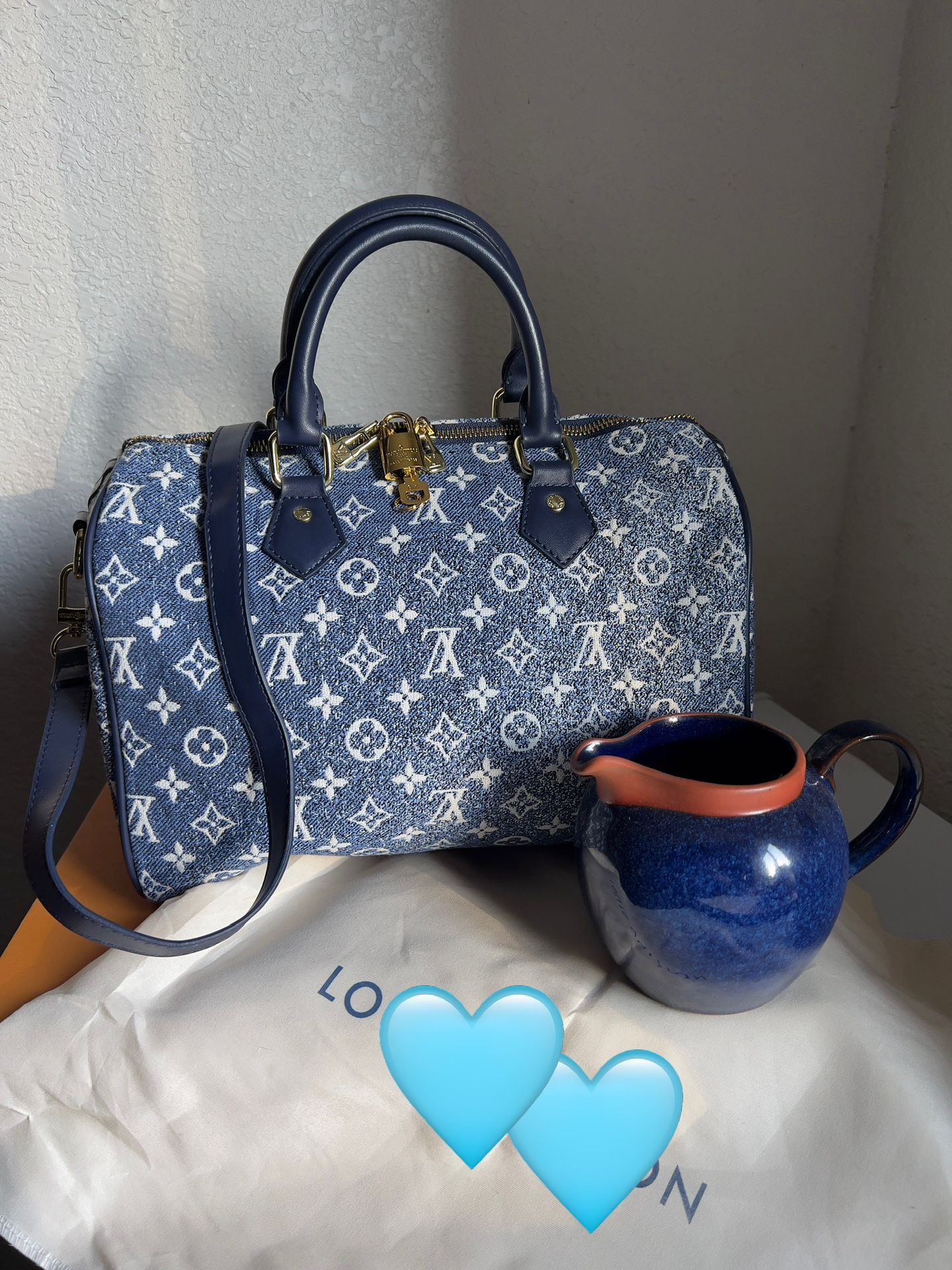 Denim Blue Fashion Satchel Bag With padlock And key