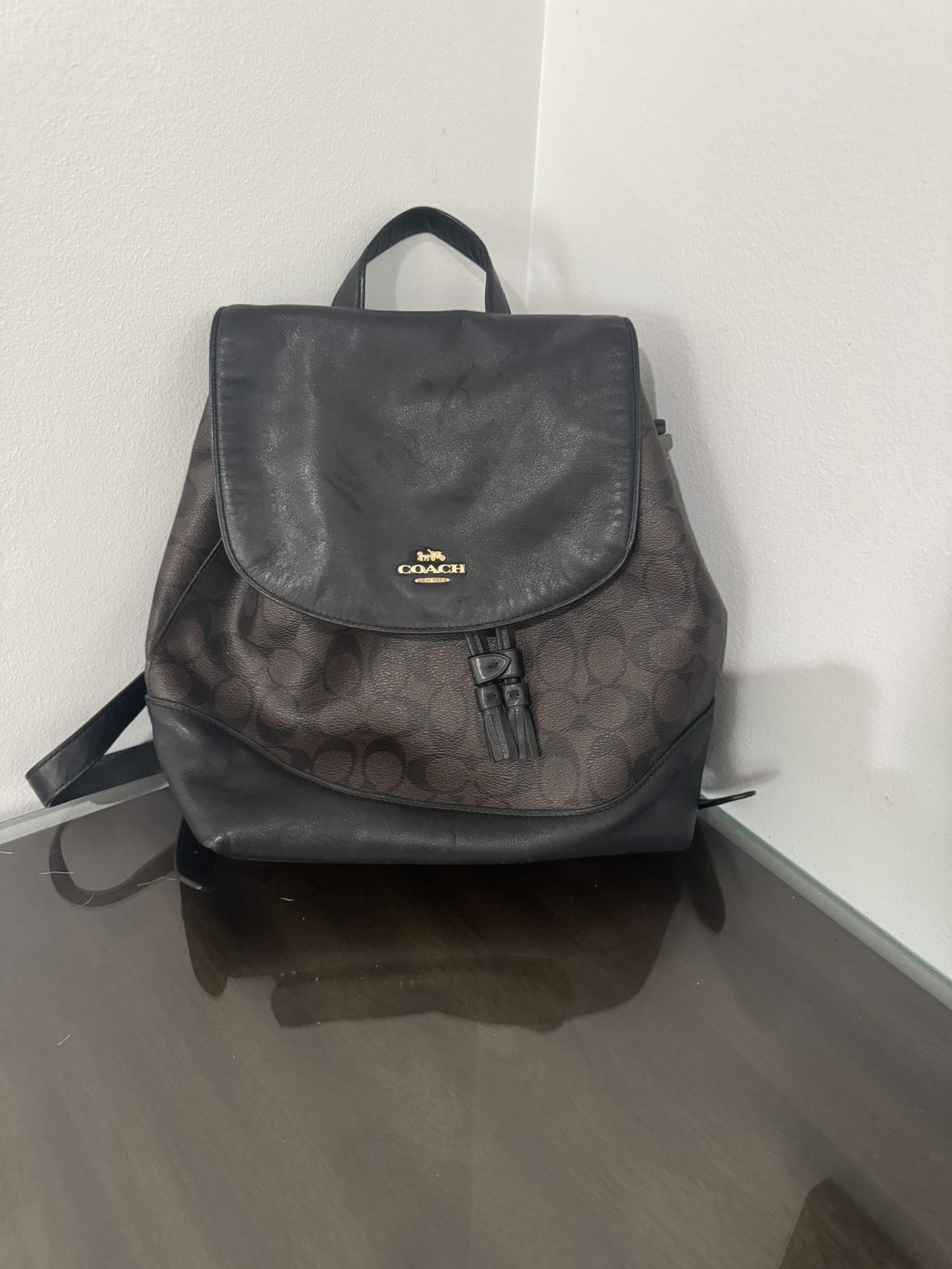 Coach Signature Canvas & Leather Backpack – Brown/Black