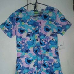 Cookie Monster Scrub Top 