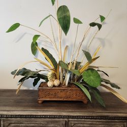Tropical Leaf & Blade Floral Arrangement In Leather Box W/Rivets ($800 Retail) 