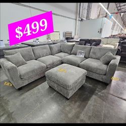 BRAND NEW 4PCS SECTIONAL SOFA SET WITH OTTOMAN AND ACCENT PILLOW INCLUDED $499