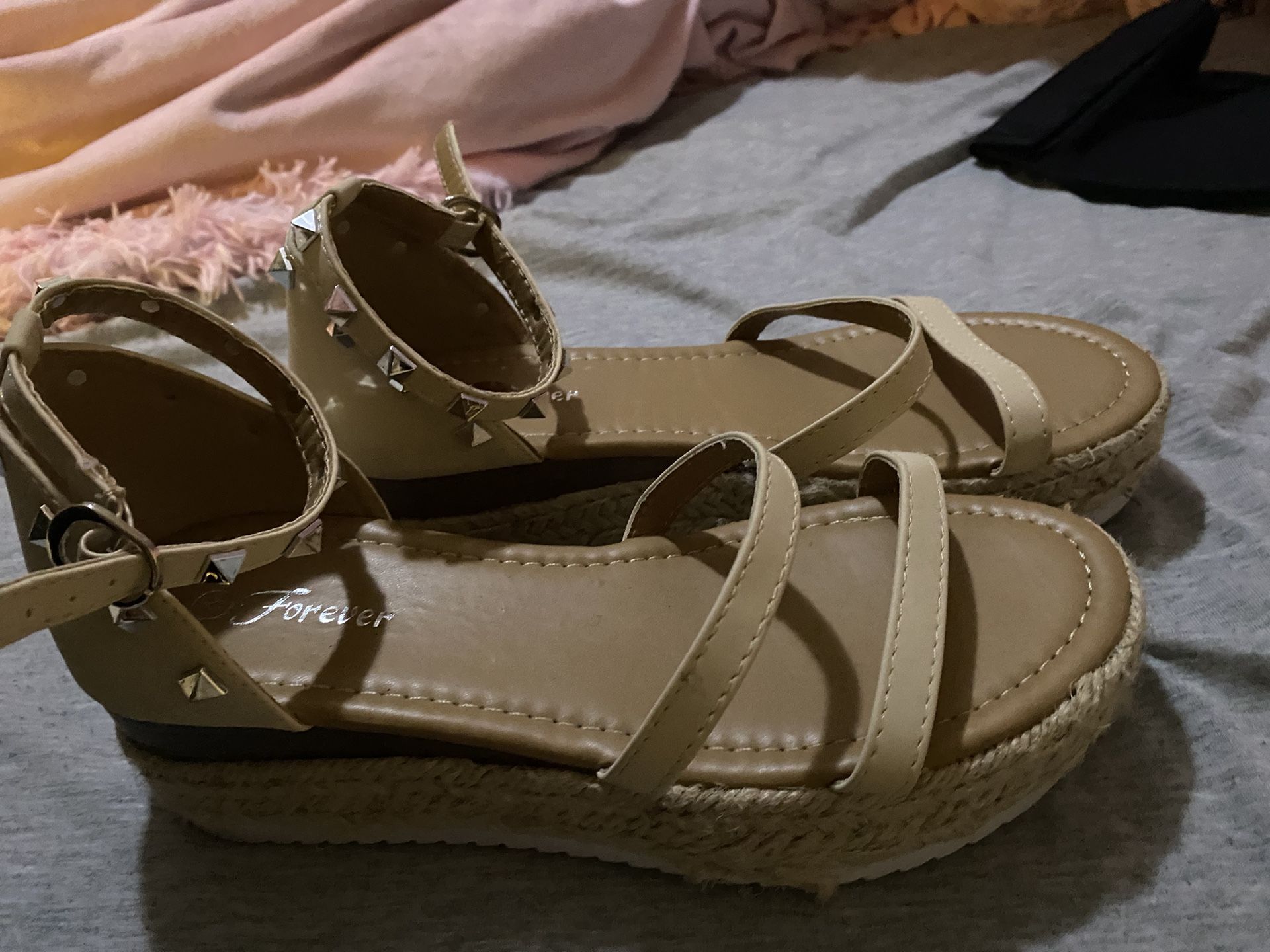 Tan Platform Sandal Heels