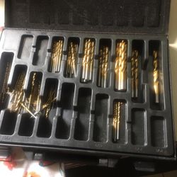ASSORTED DRILL BITS  @ METAL CASE