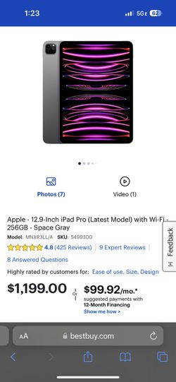Apple 12.9-Inch iPad Pro (Latest Model) with Wi-Fi 256GB Space Gray  MNXR3LL/A - Best Buy