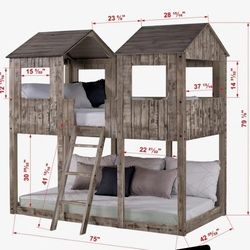 Twin Rrustic Wooded Bunk Bed