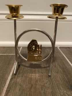 Candle holder steel with gold and silver finish brand new