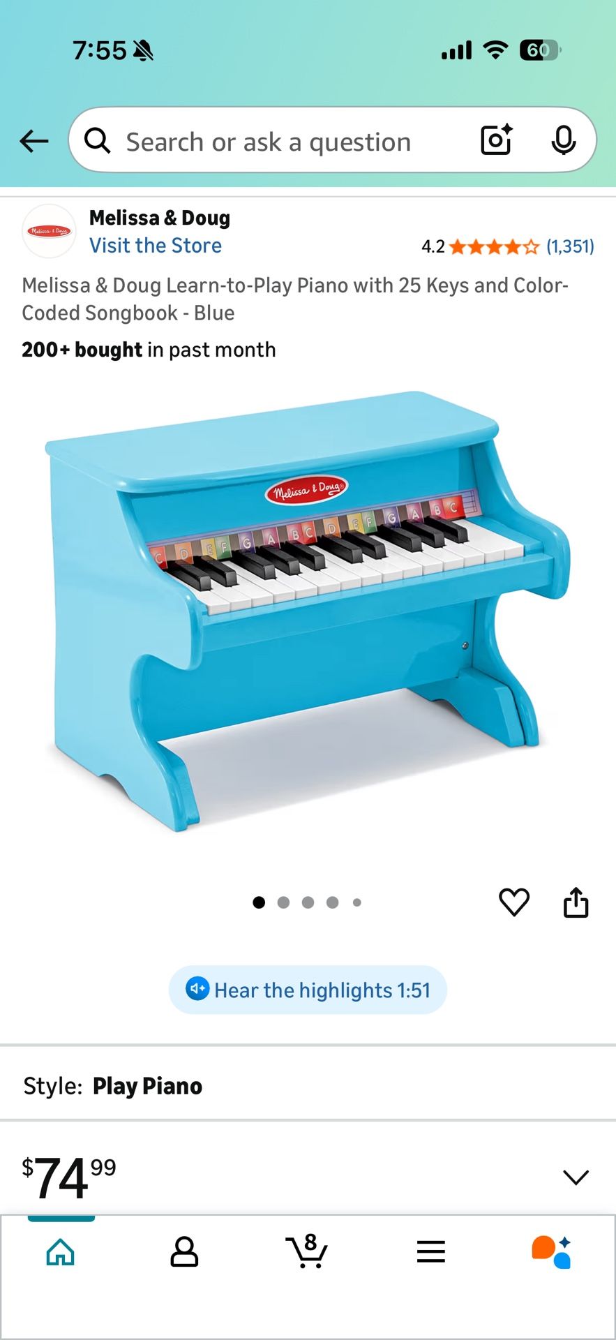 Melissa & Doug Learn To Play Piano 25 Keys