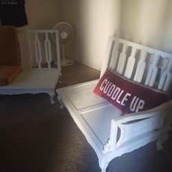 White Wooden Sofa Can Be Split Or Use As A Full Couch