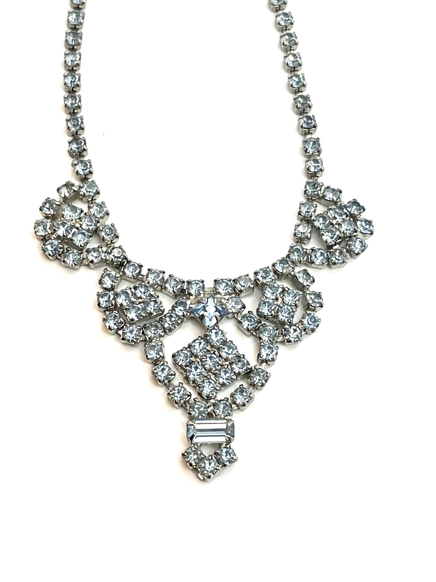 Old Blue Rhinestone Necklace