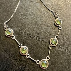 Peridot And Sterling Silver Necklace 