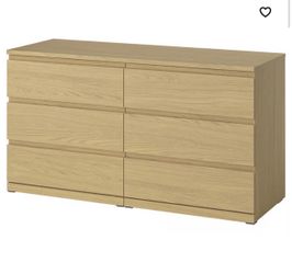 IKEA MALM 6-Drawer Double Dresser Oak Veneer