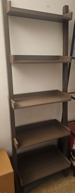 5-Tier Ladder Bookshelf Gray Brown
