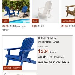 Adirondack Chairs (2) Blue In Box