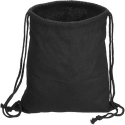 Cotton Drawstring Bags, Cotton Canvas Drawstring Backpack Foldable Sports Gym Bags for Women Men Gym Sports Trip, Black