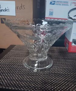 Clear Pressed Glass Pedestal Compote Bowl